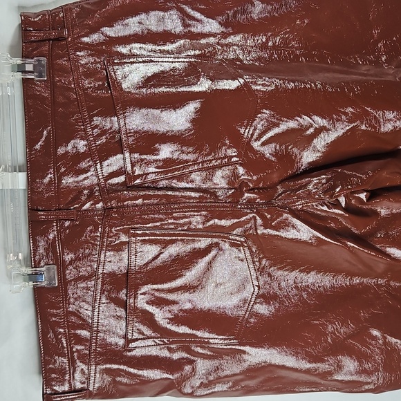 Abercrombie & Fitch Brown Vegan Leather 90's Straight High Rise Pants Size 35/20 - Picture 7 of 8